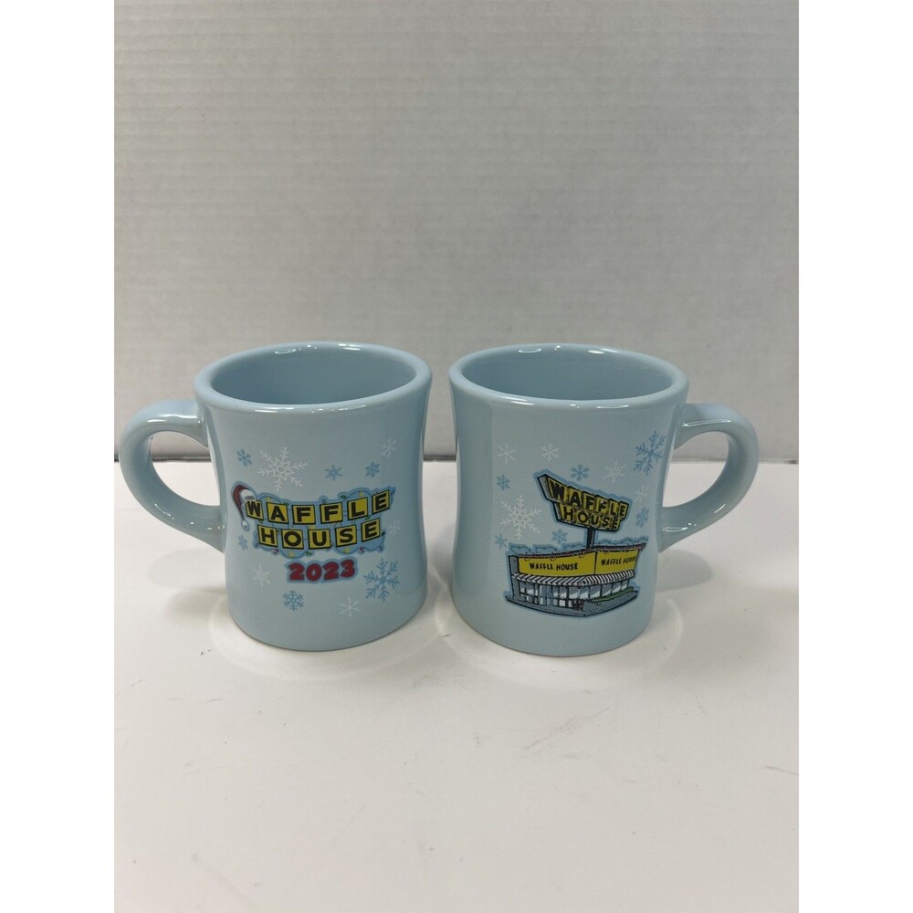 Waffle House Christmas 2023 Thick Diner Style Ceramic Coffee Mug Tuxton set of 2